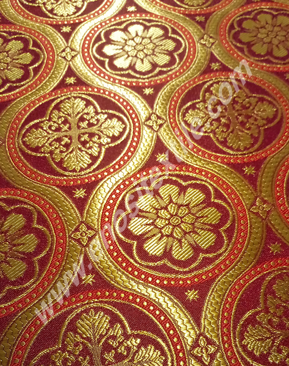 KL-010 Claret Red-Gold Brocade Fabrics